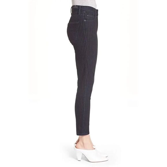 Citizens of Humanity COH Blue Pinstripe Rocket Crop High Rise Skinny Jeans - Picture 2 of 16